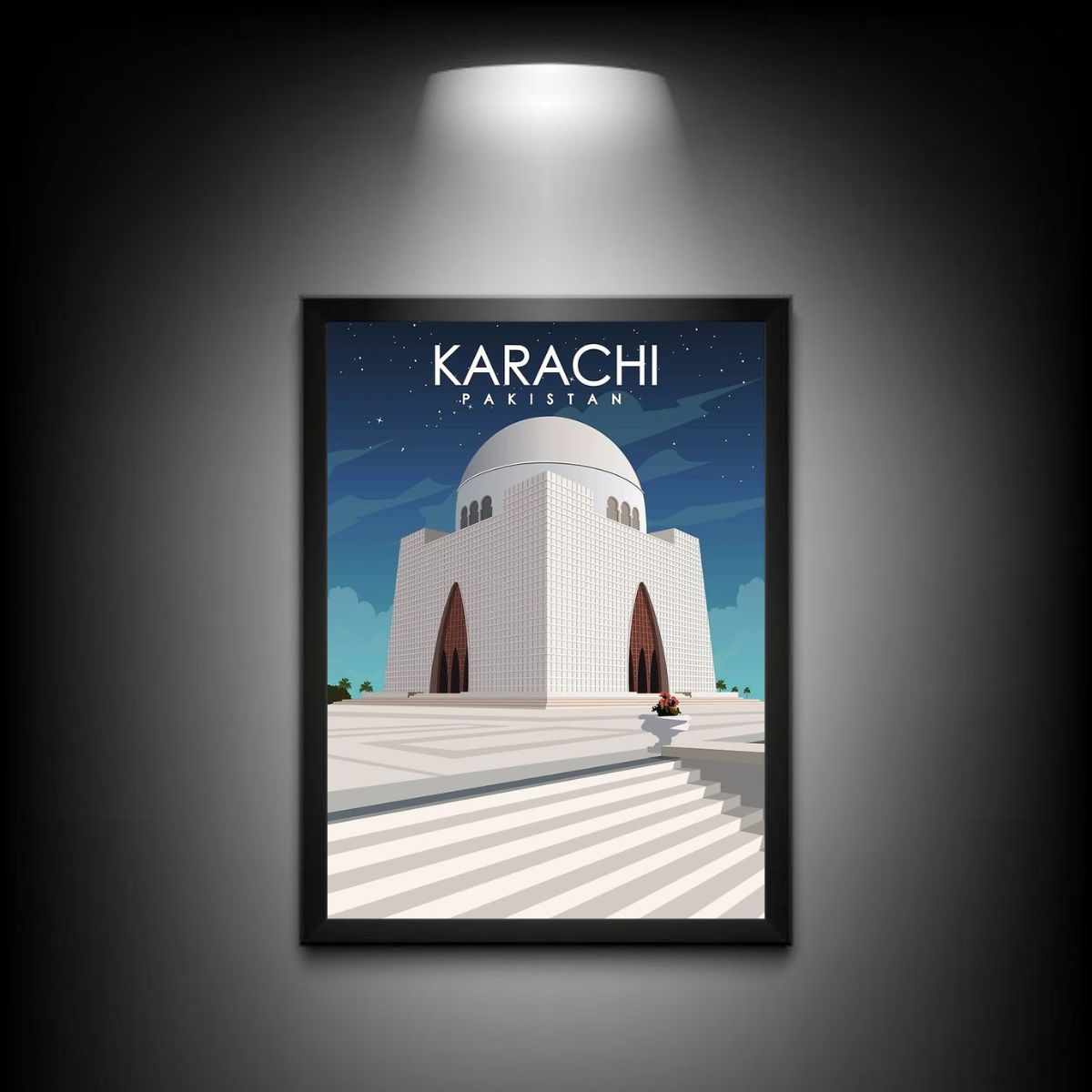 Karachi Landmark Wall Art | Tomb of Quaid-e-Azam Poster | Karachi-City of Lights