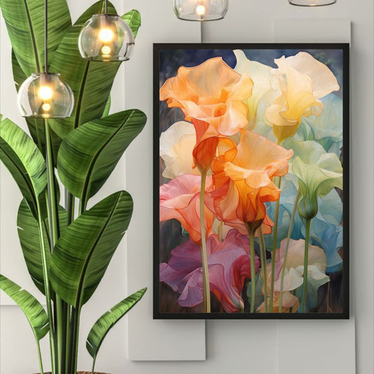 Wispy Datura | Wall art | Muti colored flowers | living room and bedroom, home decoration