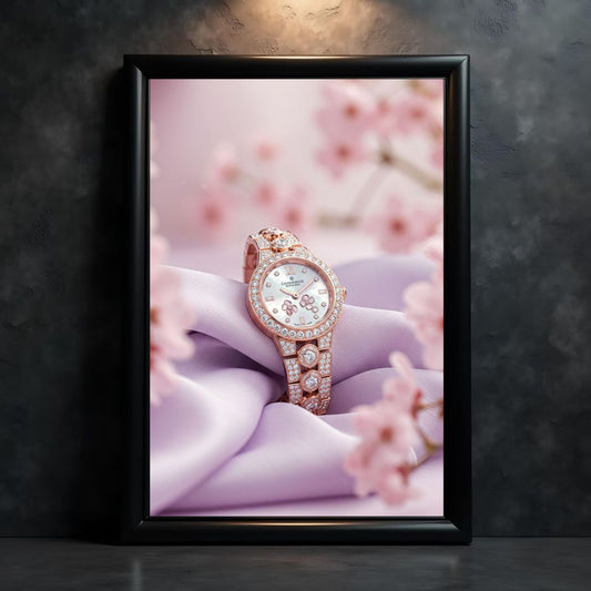 Beautiful Watch Poster with Floral Background | Fashion Wall Art