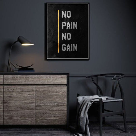 No Pain No Gain - Motivational Gym Poster | Fitness Wall Art for Home & Workout Space