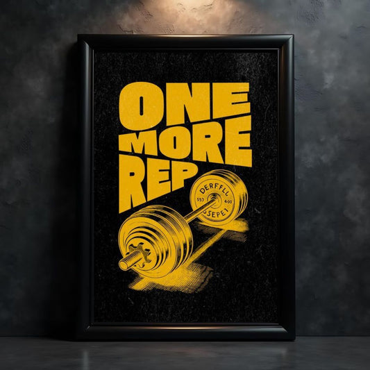 One More Rep | Motivational Gym Poster | Fitness Wall Art for Home & Workout Space