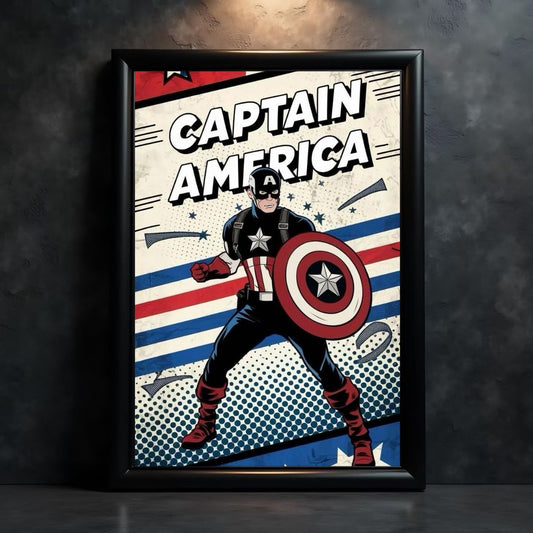 Captain America Poster | Marvel Superhero Wall Art Featuring Steve Rogers