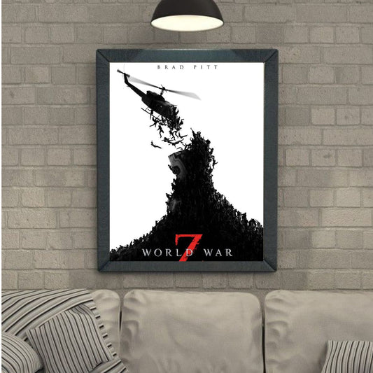World War Z Poster | Apocalyptic Zombie Thriller Wall Art Featuring Brad Pitt