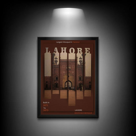 Badshahi Mosque Lahore Poster |Islamic Architecture Wall Art | Lahore | Mughal Era