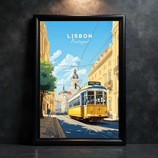 Lisbon Poster | Colorful Portugal Wall Art Featuring Historic Streets