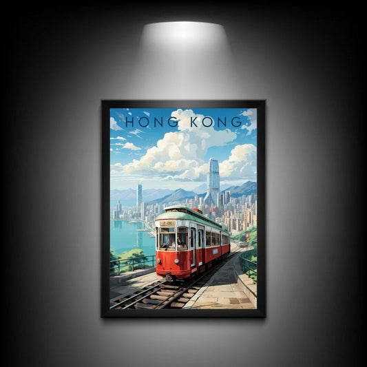 Hong Kong Poster | Vibrant Cityscape Wall Art of Iconic Skyline