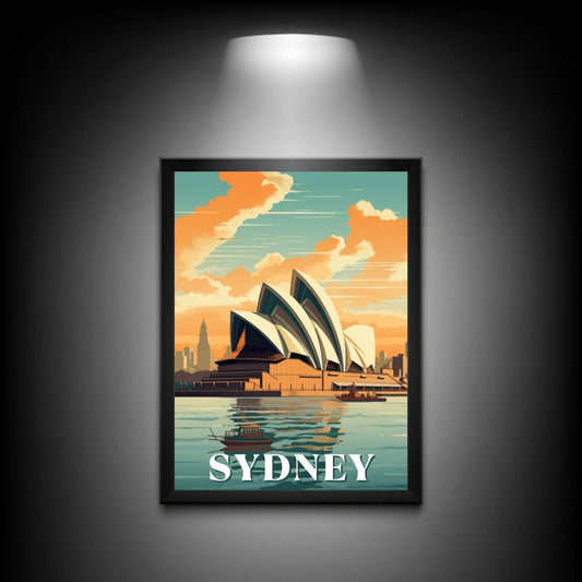 Sydney City Poster | Iconic Australia Wall Art with Harbour Views | Opera House