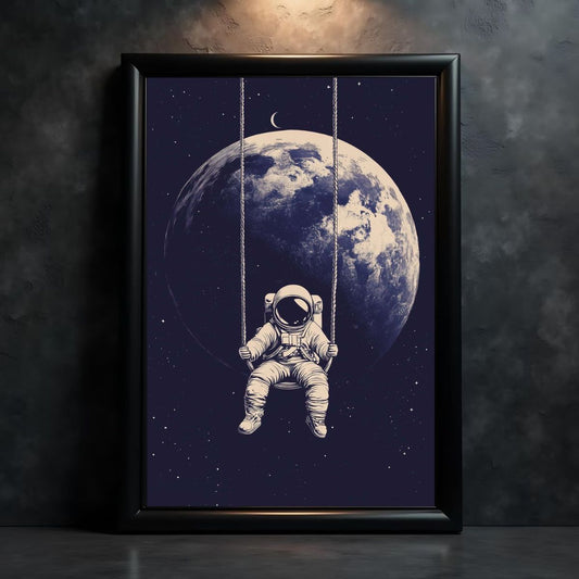 Dreamy Space Wall Art with Earth in Background