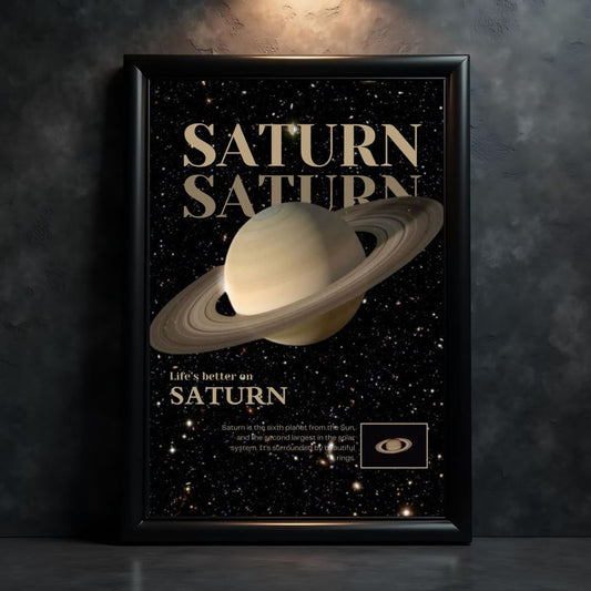 Saturn Poster | Educational Space Wall Art with Planet Facts & Rings